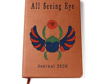 Manly P. Hall All Seeing Eye Inspired Journal Notebook, Vegan Leather Cover