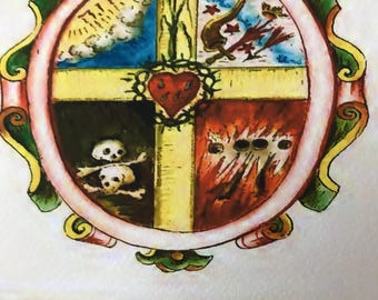 Rose Cross Alchemy Art Print: Esoteric Sacred Geometry Matted