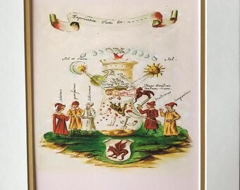 Esoteric Alchemy Art Print: Rosicrucian Matted Wall Art