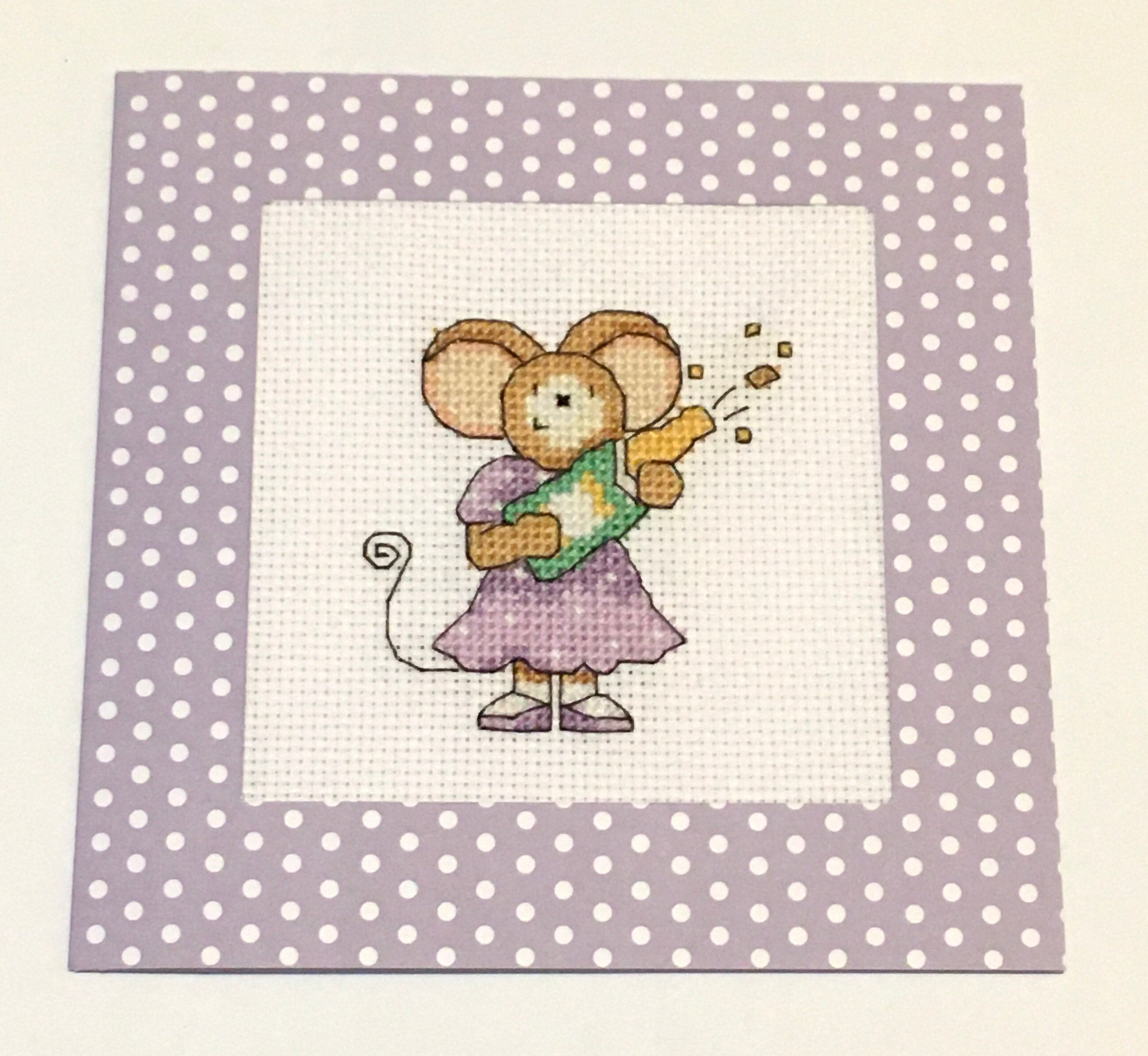 Handmade purple congratulations cross stitch card | Etsy