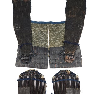 Original 17th century Japanese armour Edo period set of 3 armour Thighguard armouredsleeve Shinguard shogun samurai ronin ninja