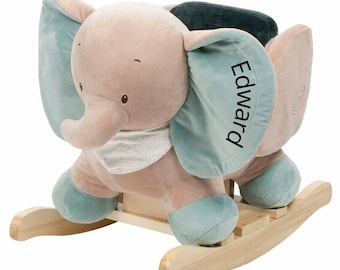 Rocker animale personalizzato - Cavallo a dondolo - Edward l'elefante - Cavallo a dondolo per bambino - Giro sul giocattolo - Rocker Montessori