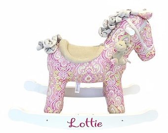 Personalised Rocking Horse with Toy Horse – Pixie & Fluff | 9 Months+ | Baby Girl Gift | Toddler Keepsake | Christening Present