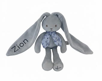 Personalised Blue Bunny Soft Toy – Newborn Keepsake Gift | Baby Shower Present | Custom Name Rabbit Comforter
