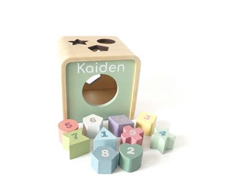 Personalised Wooden Shape Sorter Cube | Name Puzzle Cube, First Birthday Gift, Personalised Toys, Montessori Toy
