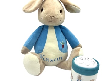 Personalised Bedtime Cuddle with Peter Rabbit - Soothing Lullaby - Night Light - New Baby Gift - Personalised - Beatrix Potter - Soft Toy