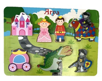 Personalised  Princess and Knight Chunky Wooden Puzzle - Personalised Jigsaw