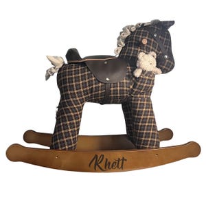 Personalised Rocking Horse with Teddy Bear | Rufus & Ted | 12 Months+ | Traditional Baby Gift | Toddler Keepsake Toy | Christening Present