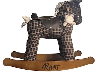 Personalised Rocking Horse with Teddy Bear | Rufus & Ted | 12 Months+ | Traditional Baby Gift | Toddler Keepsake Toy | Christening Present