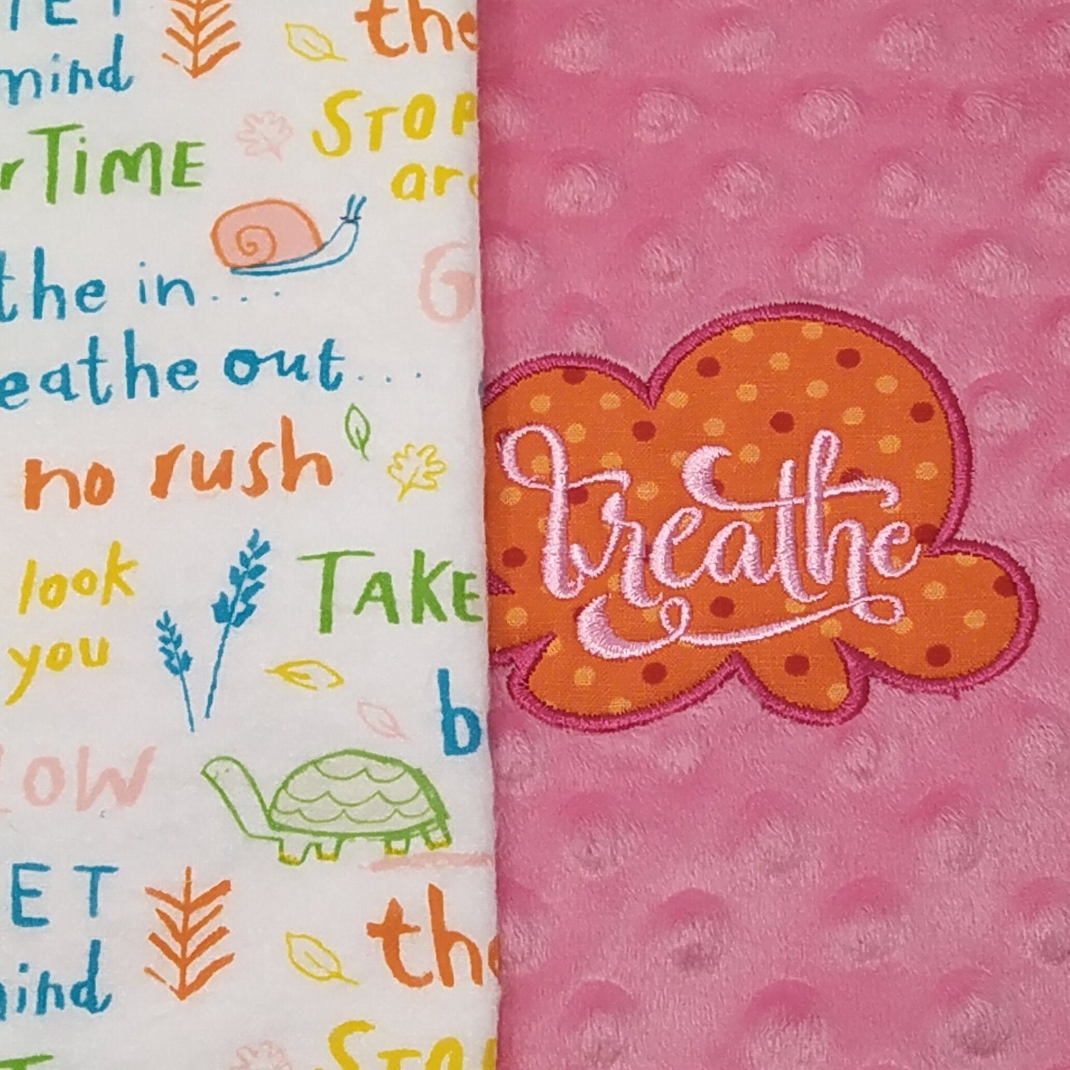 Personalized Baby Lovey, Breathe Orange Cloud, Girl or Boy Customized