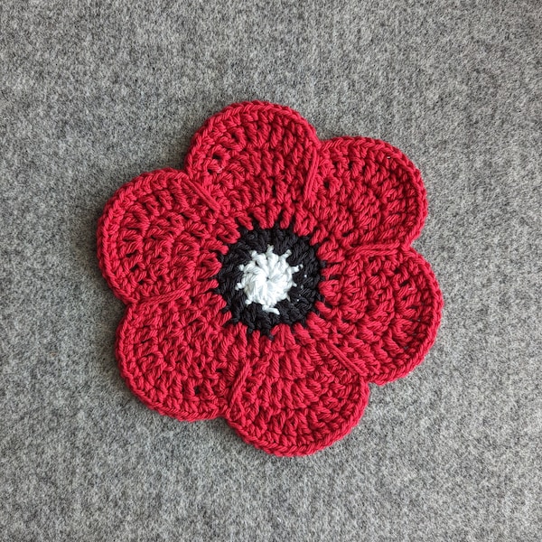 Poppy Flower Crochet potholder, Hot pad for the kitchen, Housewarming gift first home