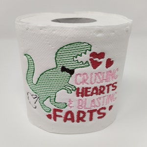 Crushing hearts and blasting farts Funny Toilet Paper,  Valentine&#39;s Day Embroidered Toilet Paper, Funny Gag gift, Bathroom decoration