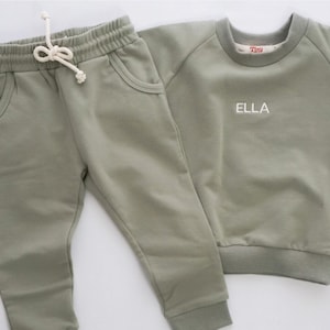 Jogger Set for Kids | 2 Piece Sweatshirt Set Name Centered | Track Suit for Toddlers | Gender Neutral Gift