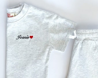 T-Shirt and Shorts Set for Kids | 2 Piece Set Embroidered Name | Organic Cotton Short Set