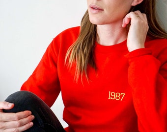 Personalized Birth Year, Birth Year Shirt, Birthday Gift for Her, Womens crewneck embroidered sweatshirt, Personalized Gift