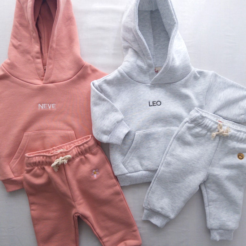 Custom Kids Sweatshirt | Toddler or Baby Hoodie Sweatshirt Set | Embroidered Baby Sweatshirt | Baby Sweatshirt with Name | Baby Boy Gift image 6