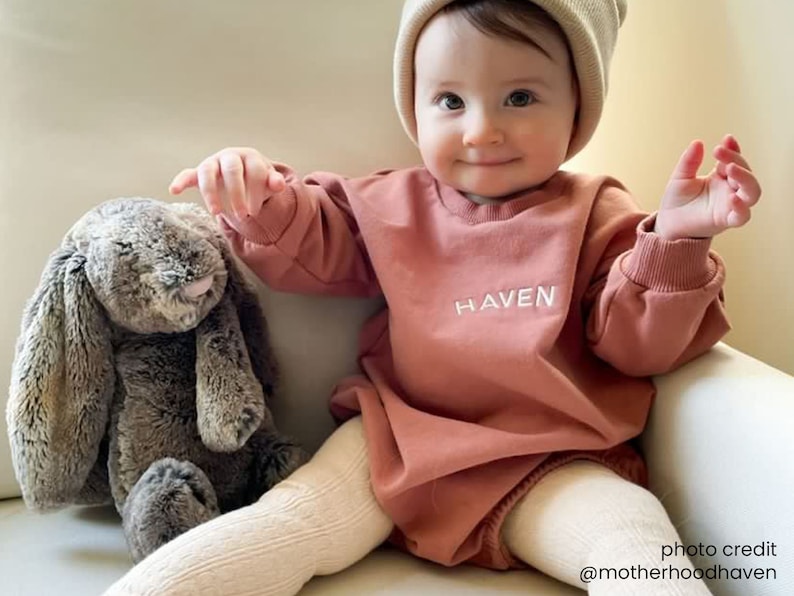 Baby Sweatshirt Romper Personalized Sweatshirt for Infants Neutral Sweatshirt for Baby Newborn Gift image 2