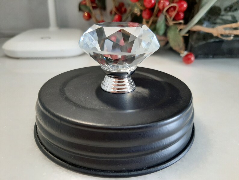 Decorative Mason Jar Lid With Crystal Clear Knob Etsy
