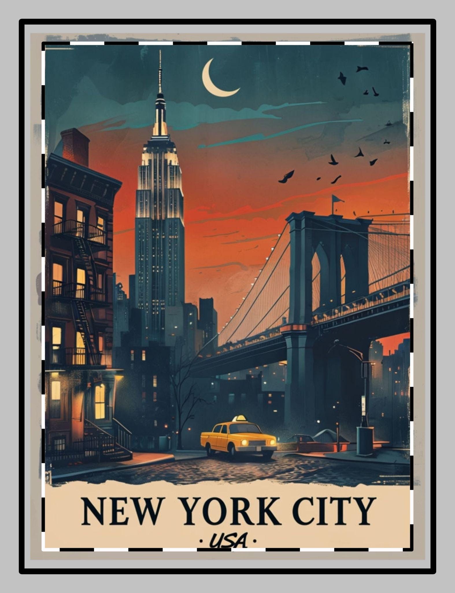Vintage New York City Custom Shape Magnet - Unique NYC Travel Souvenir, Retro Fridge Decor, Collectible Gift Idea, Kitchen Organizer,