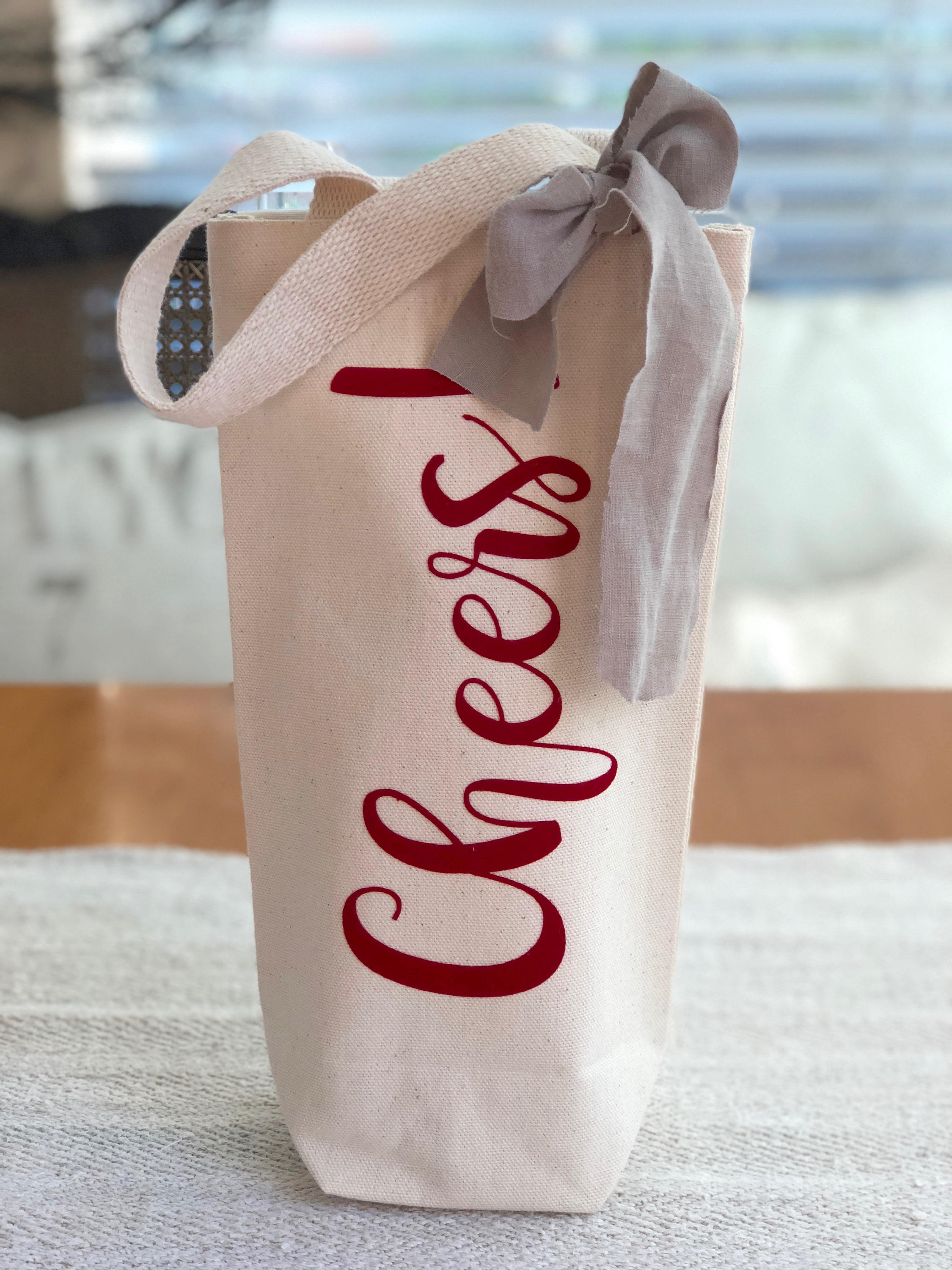 Holiday Cheers Wine and Champagne bag with handle natural Etsy