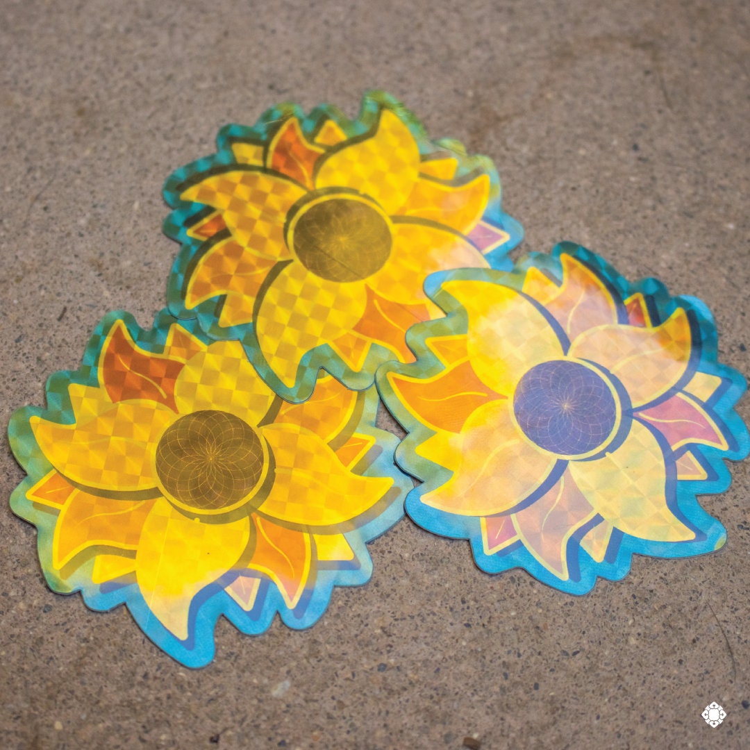 Sunflower Prismatic Vinyl Sticker - Etsy