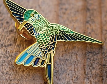 Magic Zoo Ruby Throated Hummingbird Brooch - Handcrafted Pewter & Enamel Pin, Made In USA - View #9