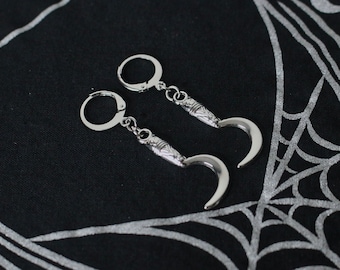 Mini Sickle Dangle Earrings // Minimalistic