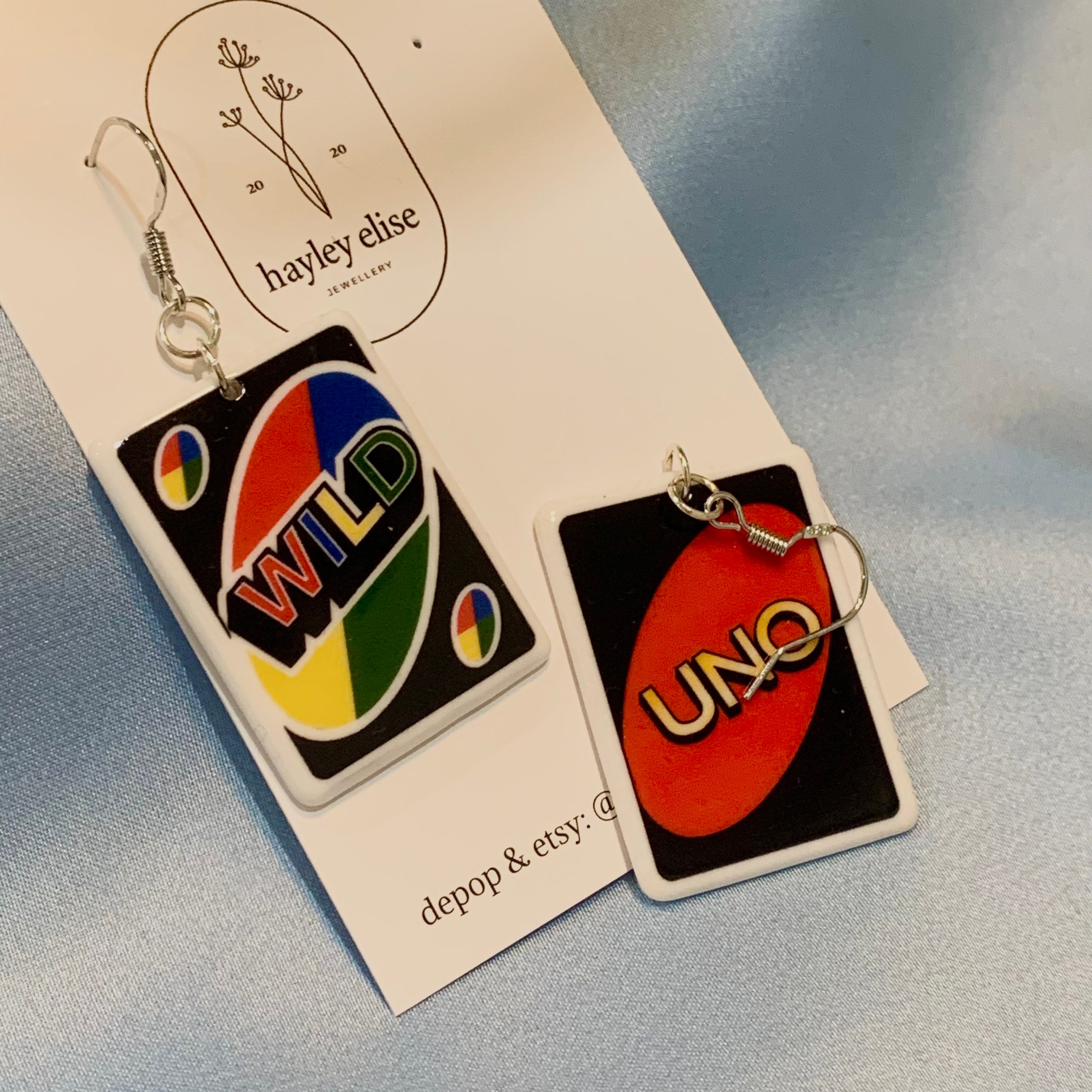 Cute Green Kidcore Uno Reverse Card Earrings - Depop