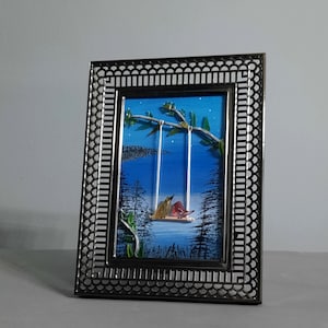 Pebble Art Love Bird Romantic Birds Swing Romantic Gift Sea Glass Art Friendship Gift Sea Glass Birds Framed Picture Housewarming Gift