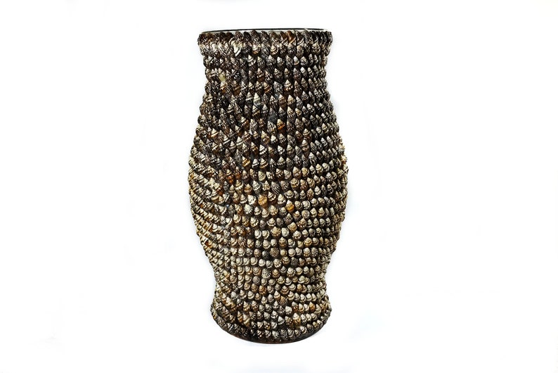Decorated Vase Seashells Vase Shell Covered Flowers Vase Beach Etsy