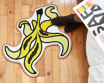 Banana Peel Dropped Fruit Mini Rug - Doormat Bathmat Perfect foodie chef gift
