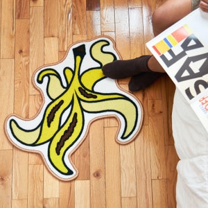 Banana Peel Dropped Fruit Mini Rug - Doormat Bathmat Perfect foodie chef gift