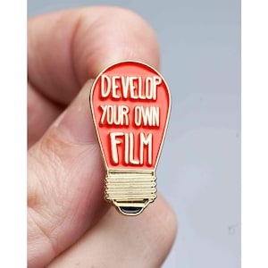 Develop Your Own Film Darkroom Red Bulb Pin. Makes a great gift for the 35mm film photographer