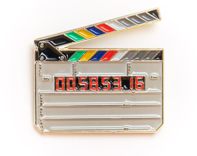 Clapperboard Film Cinema Movie Enamel Lapel Pin Gold Plated perfect for enthusiasts and directors