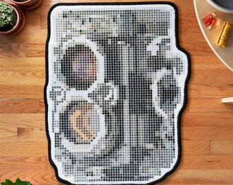 Film Photographer gift, Photography gift, Rolleiflex Pixel Art Mini Rug