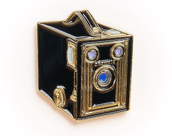 Kodak Brownie Camera Enamel Lapel Pin Gold plated gift for the vintage medium format 35mm film photographer or your dad
