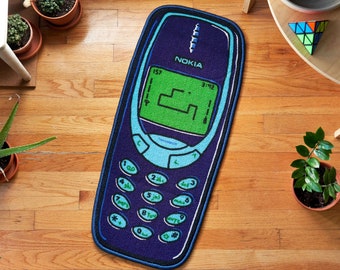 90's gift, Nokia Vintage Phone Brick 3310 Retro cellphone Mini Rug Wall Hanging