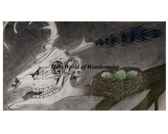 Imminent Harmony" (Instant Download Digital Print) - Deer Skull Animal Skull Art Goth Animal Art Weird Goth Surreal Animal Goth Animal