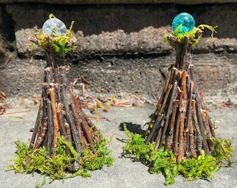 Miniature Fairy Gazing Ball / Mini Crystal Ball - Fairy Display Fairy Miniature Fairycore Decor Cottagecore Decor Fairy Garden Gazing Globe