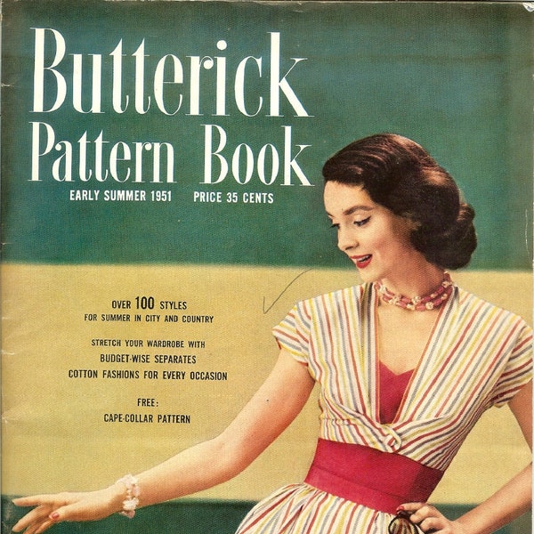 Vintage 1950s Butterick Pattern Book (catálogo de principios de verano de 1951 - 64 páginas) Descarga digital instantánea Digital 1950s Moda 1950s Style