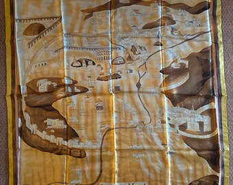 Vintage Scarf (Roma Pattern) *NEW/SEALED* - Designer Scarf Ancient Rome Vintage Tan Scarf Vintage Gold Scarf Ancient City Antique Scarf