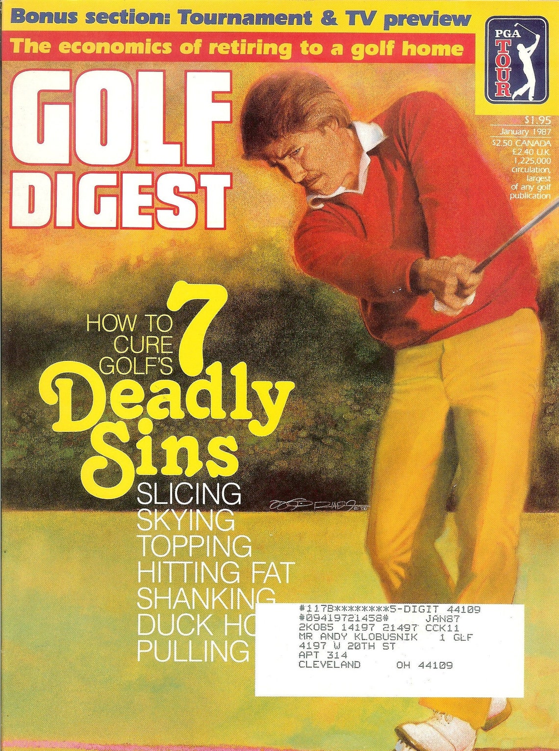 Vintage January 1987 Golf Digest Magazine (vintage Golf Vintage Sports