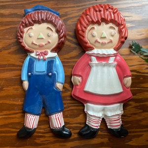 Vintage 1970s Raggedy Ann & Andy Wall Decor Set (Ceramic) - Vintage Raggedy Ann Vintage Raggedy Andy 1970s Ceramic Raggedy Ann Andy