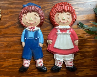 Vintage 1970s Raggedy Ann & Andy Wall Decor Set (Ceramic) - Vintage Raggedy Ann Vintage Raggedy Andy 1970s Ceramic Raggedy Ann Andy