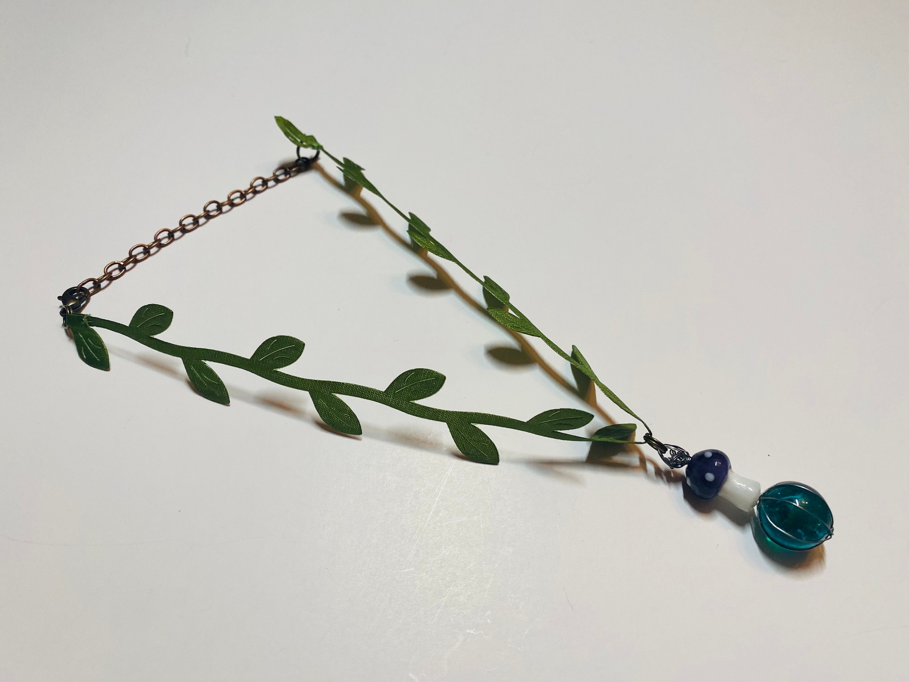Mushroom / Gazing Ball crystal Ball / Vine Necklace choker Etsy