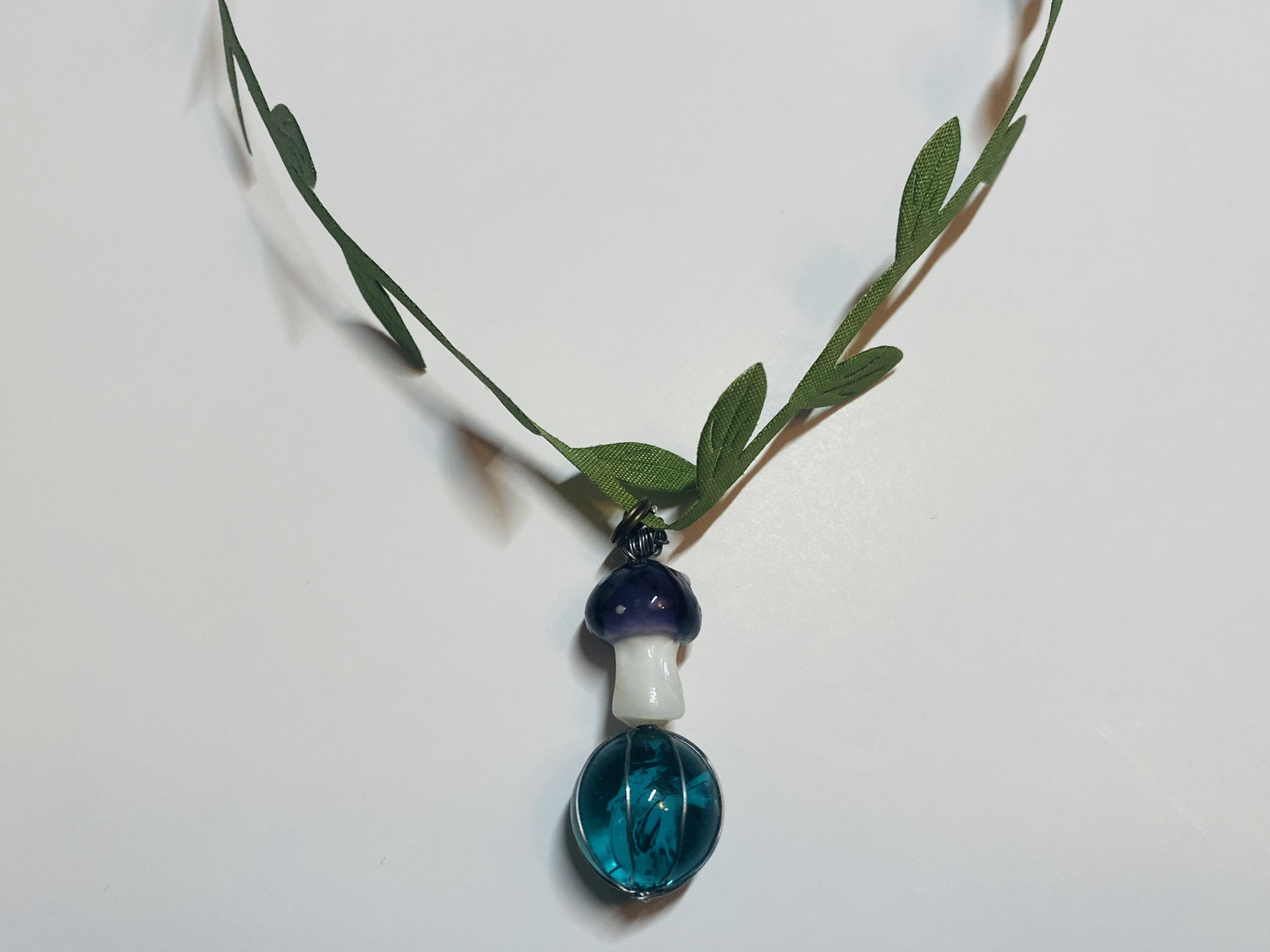 Mushroom / Gazing Ball crystal Ball / Vine Necklace choker Etsy