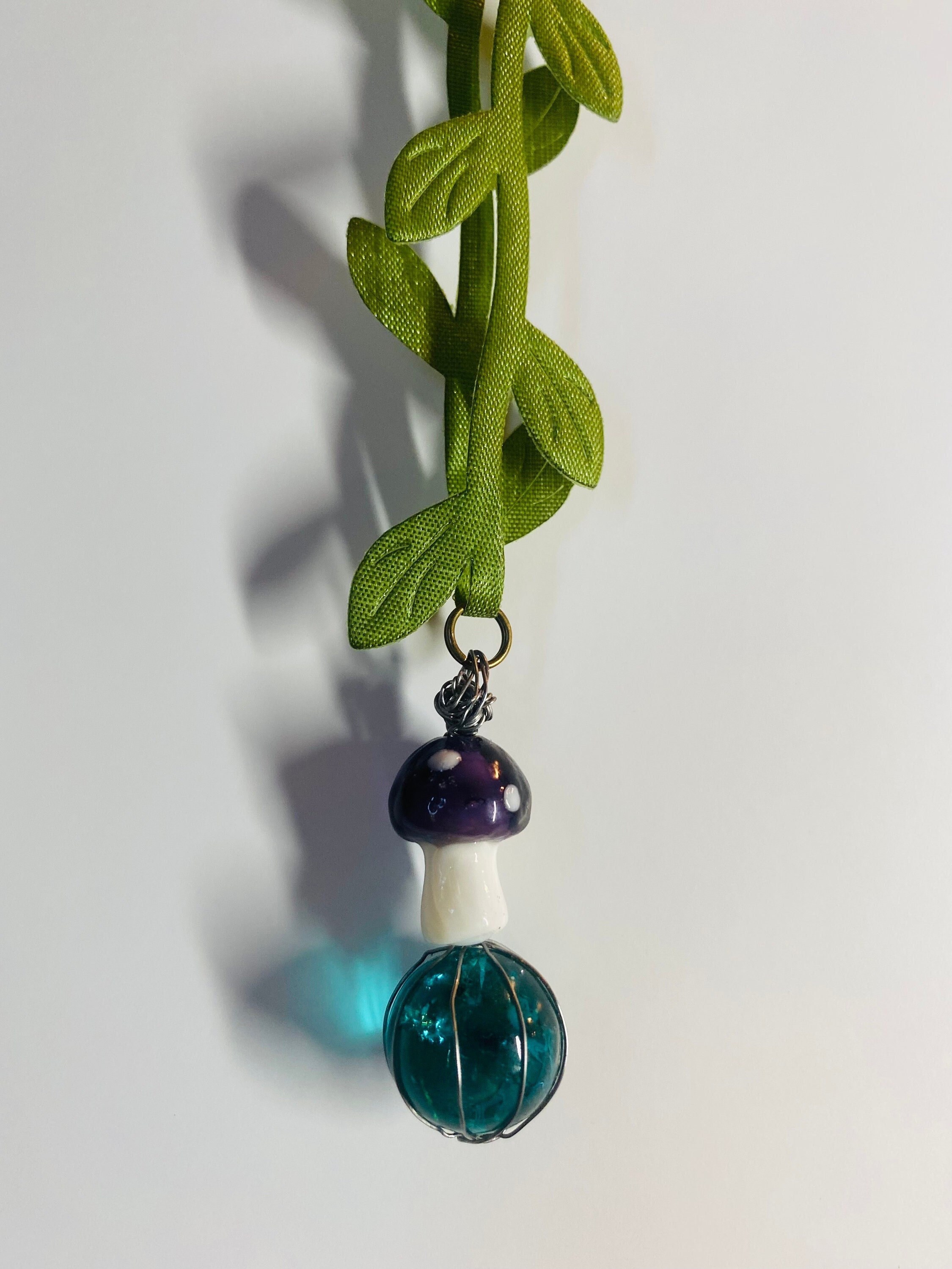 Mushroom / Gazing Ball crystal Ball / Vine Necklace choker Etsy