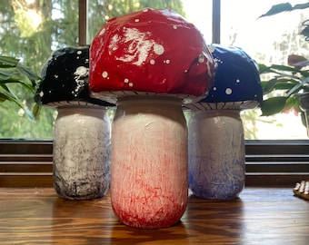 Mushroom Jar - Fairycore Goblincore Cottagecore Mushroom Goth Mushroom Paper Mache Nature Oddity Cottagecore Decor Stash Jar