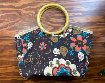 Vintage Brown/Tan Handbag (Retro Paisley Purse Vintage Brown Purse Vintage Brown Bag Tan Bag Tan Handbag Retro Flower Purse Vintage Paisley)