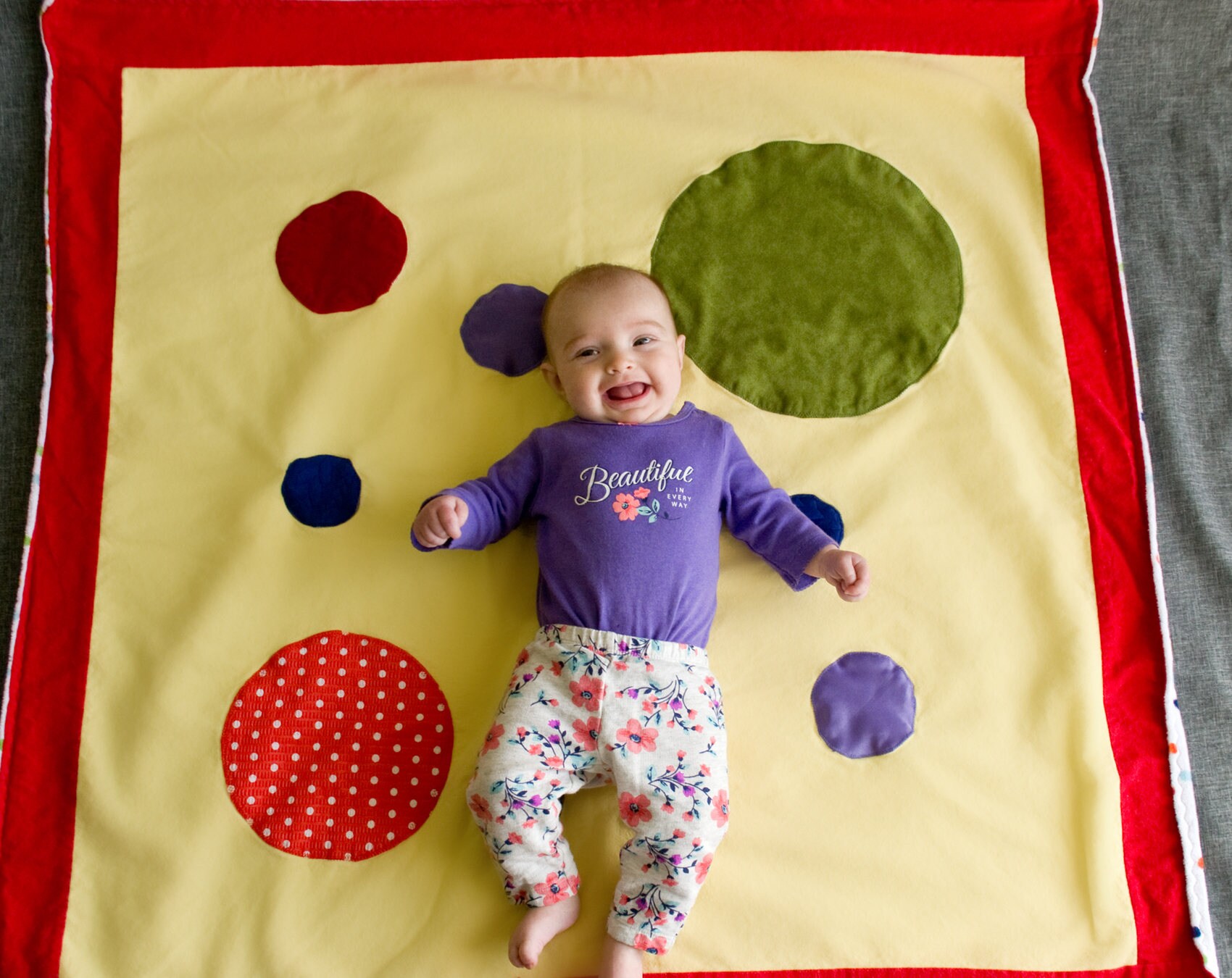 Circles Baby Blanket / Tummy Time Mat / Sensory Blanket With Crinkle / Activity Blanket Etsy